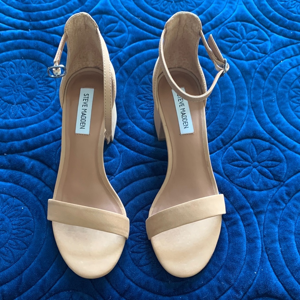 NEW Steve Madden Beige Ankle Strap Heels